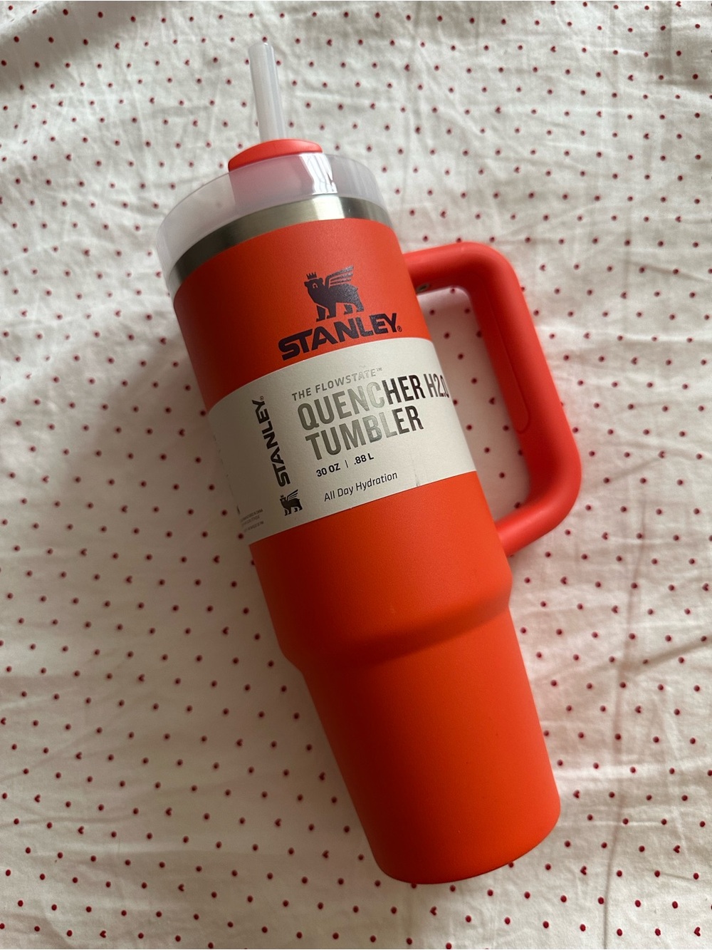 Stanley Red Insulated Quencher Tumbler with Handle and Straw